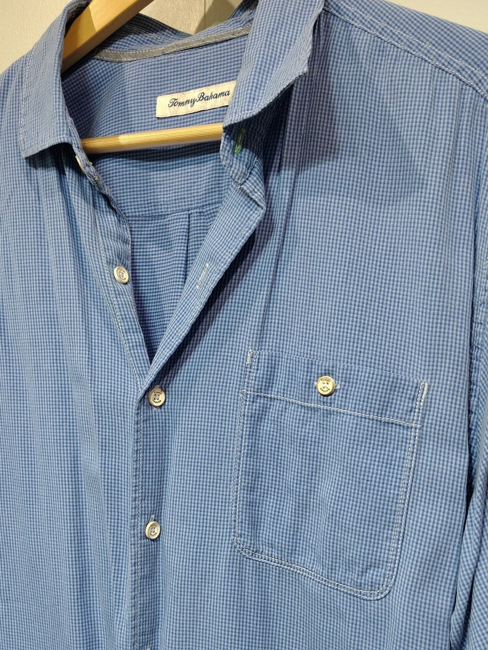 Tommy Bahama The Check Button Down Shirt Blue size Large Office‎ Vacation